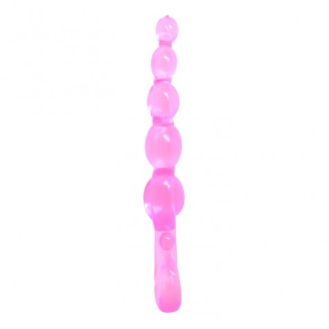 Розовый анальный стимулятор-цепочка - 22 см.