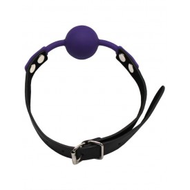 Фиолетовый силиконовый кляп-шарик на ремешках