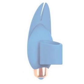 Голубой вибростимулятор с петелькой под палец - 8 см.